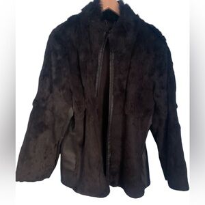 Elena Miro Italy Genuine Fur Leather Coat Brown Size US 14